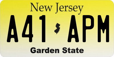 NJ license plate A41APM