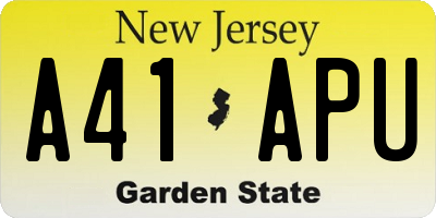 NJ license plate A41APU
