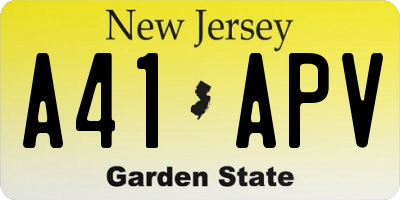 NJ license plate A41APV
