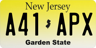 NJ license plate A41APX
