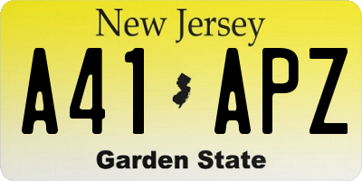 NJ license plate A41APZ