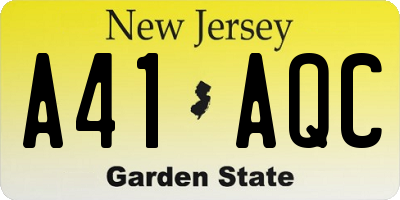 NJ license plate A41AQC