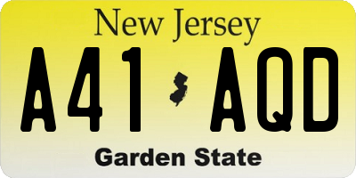 NJ license plate A41AQD