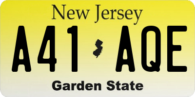 NJ license plate A41AQE