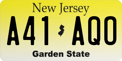 NJ license plate A41AQO