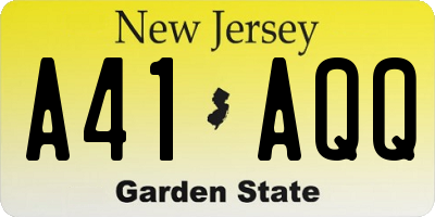 NJ license plate A41AQQ