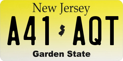 NJ license plate A41AQT