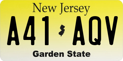 NJ license plate A41AQV