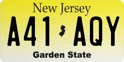 NJ license plate A41AQY