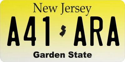 NJ license plate A41ARA