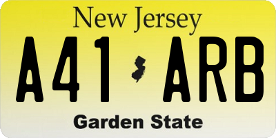 NJ license plate A41ARB