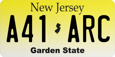 NJ license plate A41ARC