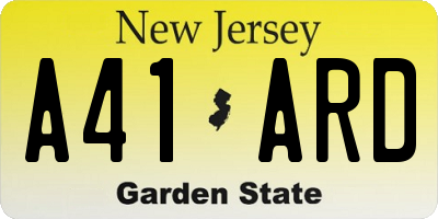 NJ license plate A41ARD