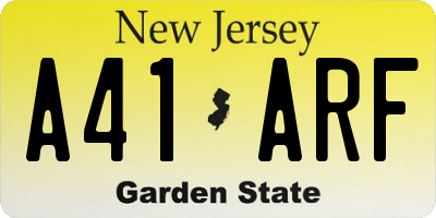 NJ license plate A41ARF