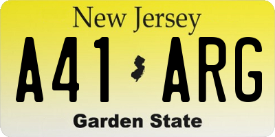 NJ license plate A41ARG
