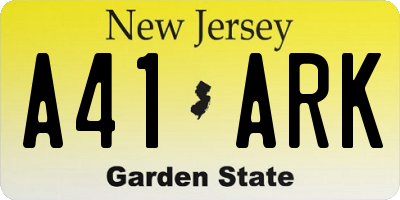 NJ license plate A41ARK