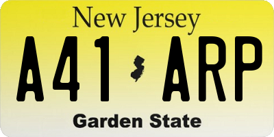 NJ license plate A41ARP