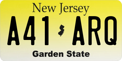 NJ license plate A41ARQ