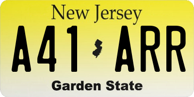NJ license plate A41ARR