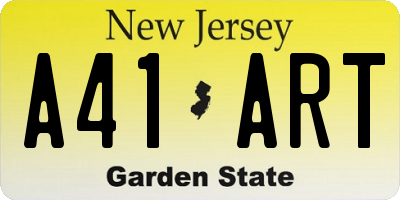 NJ license plate A41ART