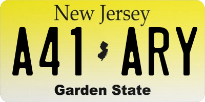NJ license plate A41ARY