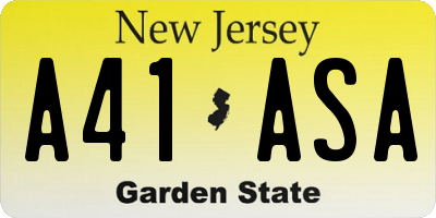 NJ license plate A41ASA