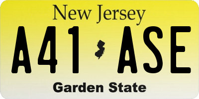 NJ license plate A41ASE