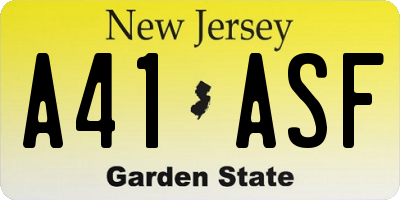 NJ license plate A41ASF