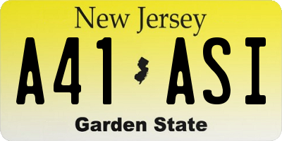 NJ license plate A41ASI