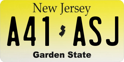 NJ license plate A41ASJ