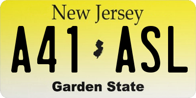 NJ license plate A41ASL