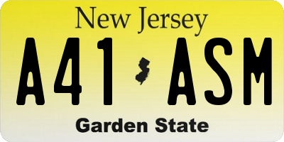 NJ license plate A41ASM
