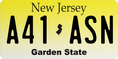 NJ license plate A41ASN