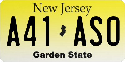 NJ license plate A41ASO