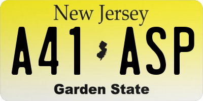 NJ license plate A41ASP