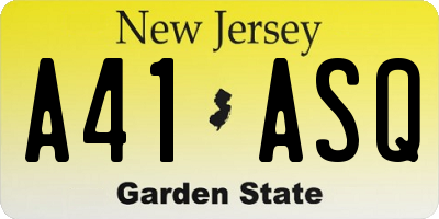 NJ license plate A41ASQ