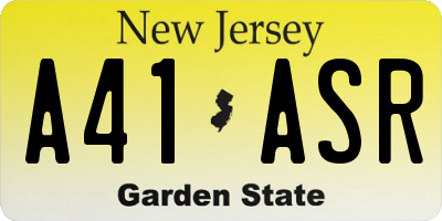 NJ license plate A41ASR