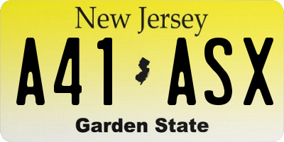NJ license plate A41ASX