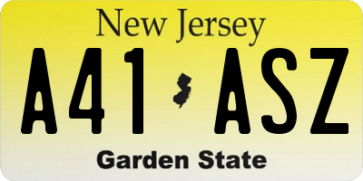 NJ license plate A41ASZ