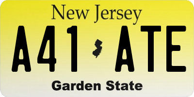 NJ license plate A41ATE