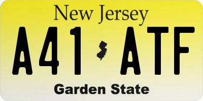 NJ license plate A41ATF