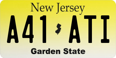 NJ license plate A41ATI