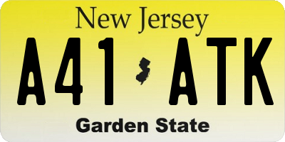 NJ license plate A41ATK