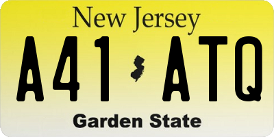 NJ license plate A41ATQ