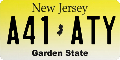 NJ license plate A41ATY