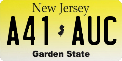 NJ license plate A41AUC