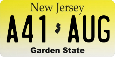 NJ license plate A41AUG