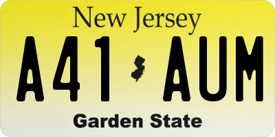 NJ license plate A41AUM