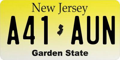 NJ license plate A41AUN