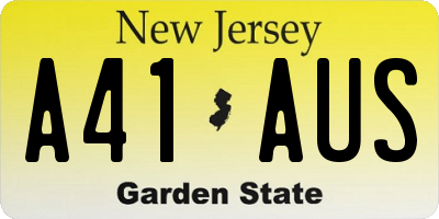 NJ license plate A41AUS